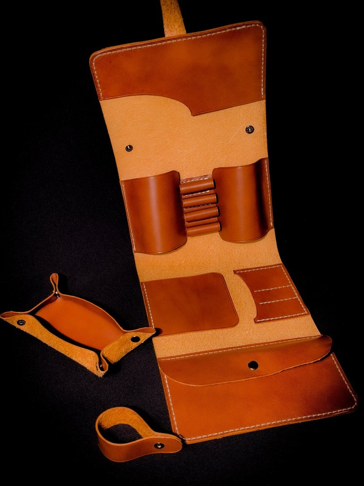 Leather Pipe Roll for Tobacco. Pouch Case. Handmade