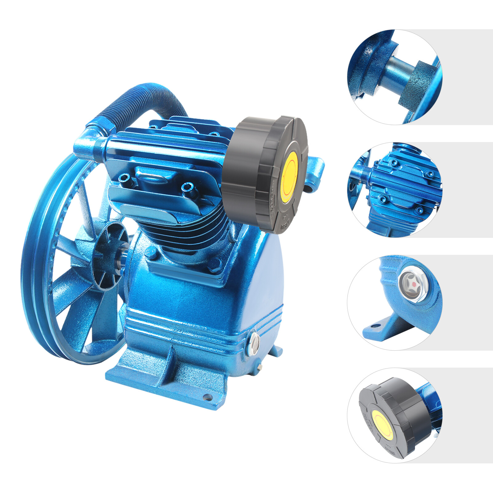 5HP V Style 2-Cylinder Air Compressor Pump Motor Head Double Stage 175PSI