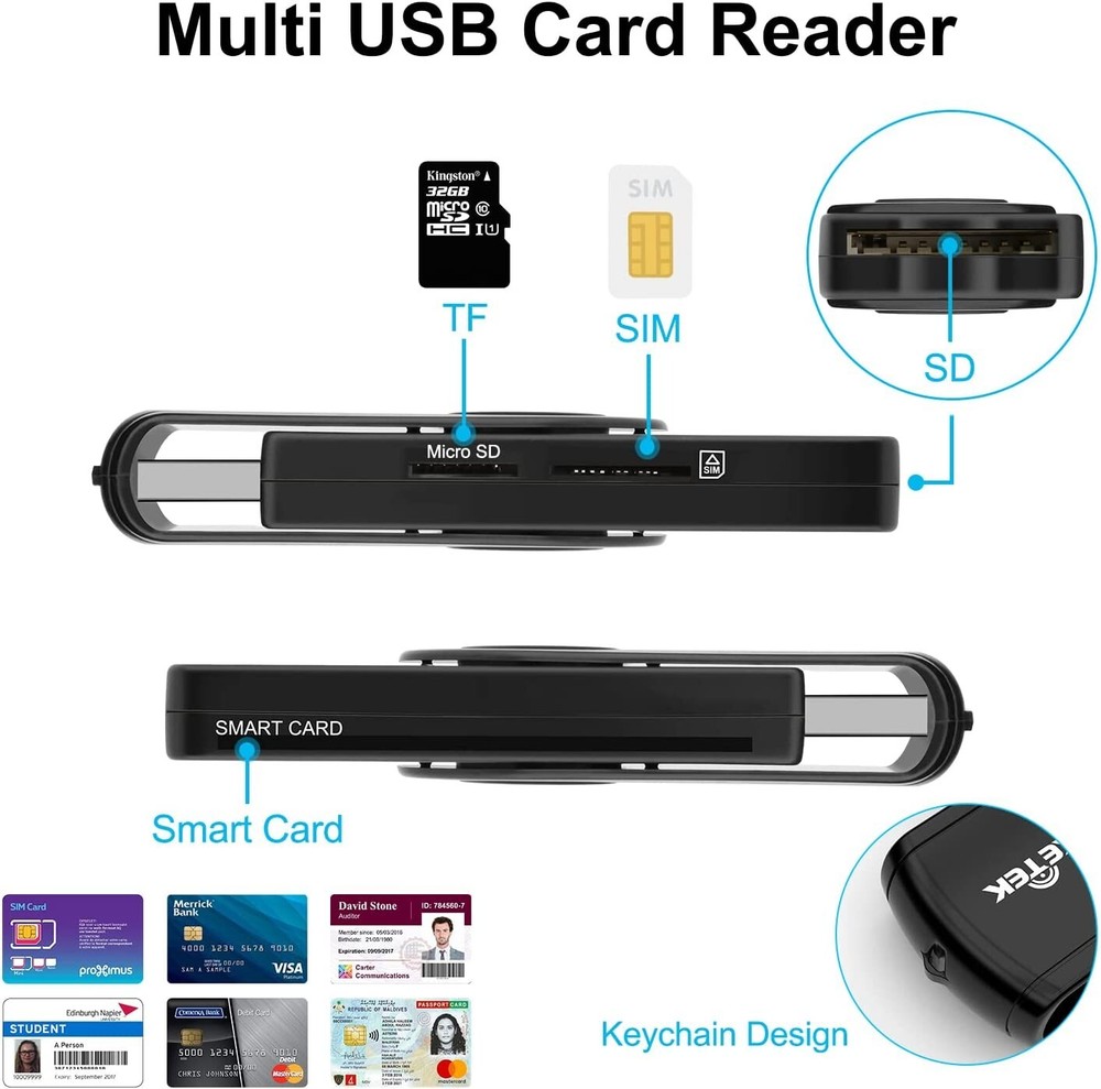 USB Smart Card Reader DOD Military USB Cac Memory Card Reader SDHC/SDXC/SD Card