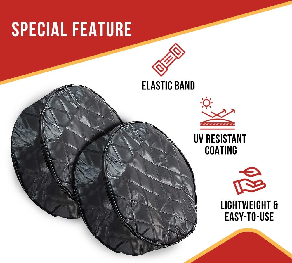 26" Black Quilted Fuel Tank End Covers w/ 9" Elastic Sleeve - 1 Pair