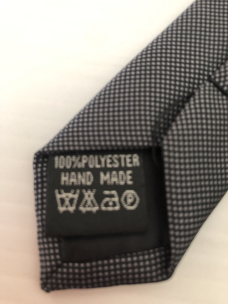 Connor Silk Men Tie Polyester Dark Grey White Dots