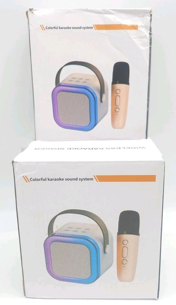 Wireless Mini Karaoke Machine 2 Microphones Bluetooth Speaker Lights