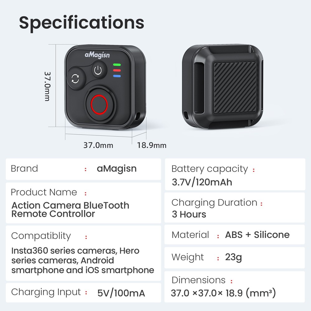 50M Range Bluetooth Remote Control Accessories For Insta360 X5/X4/X3/Ace (Pro)