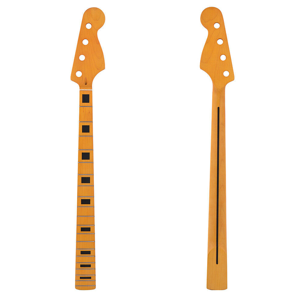 20 Frets Bass Guitar Neck for 4 String PB Bass Part Canada Maple Yellow Matte US