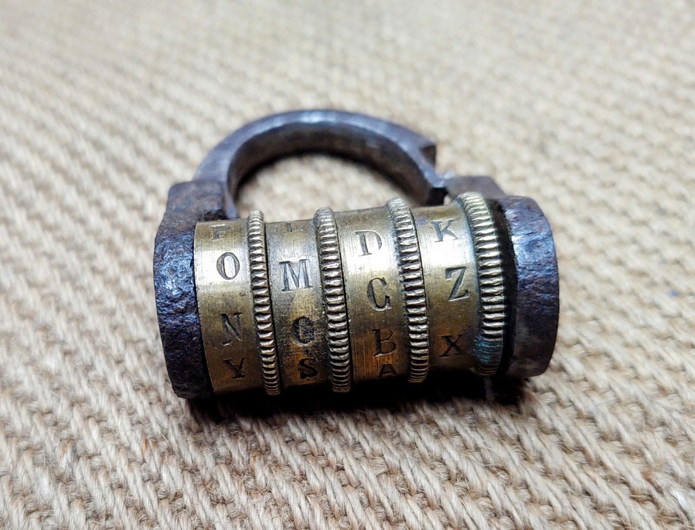 Rare Antique Early Brass Combination Lock
