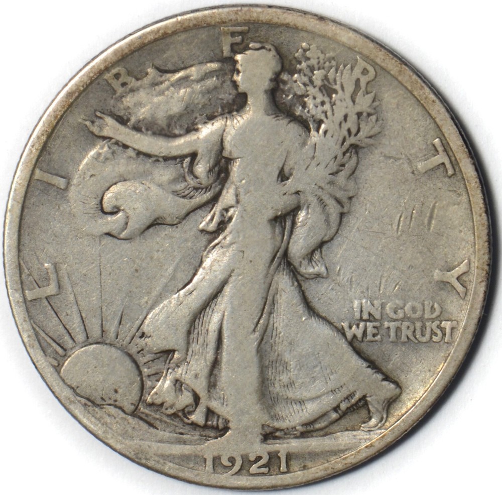 1921-S 50C Walking Liberty Half Dollar ~ VG