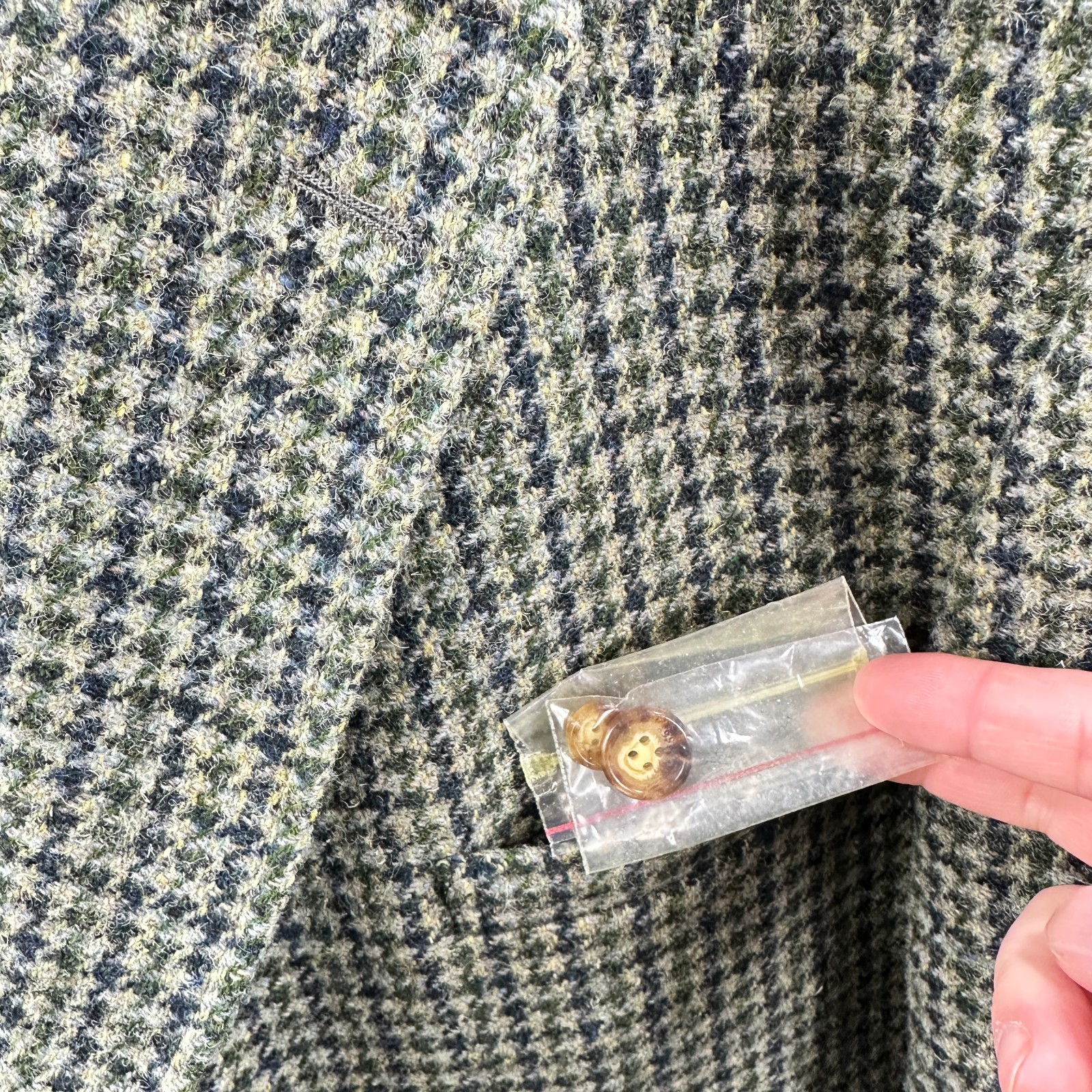 Orvis Harris Tweed Sport Coat Mens 52R Green Houndstooth Blazer Handwoven Wool