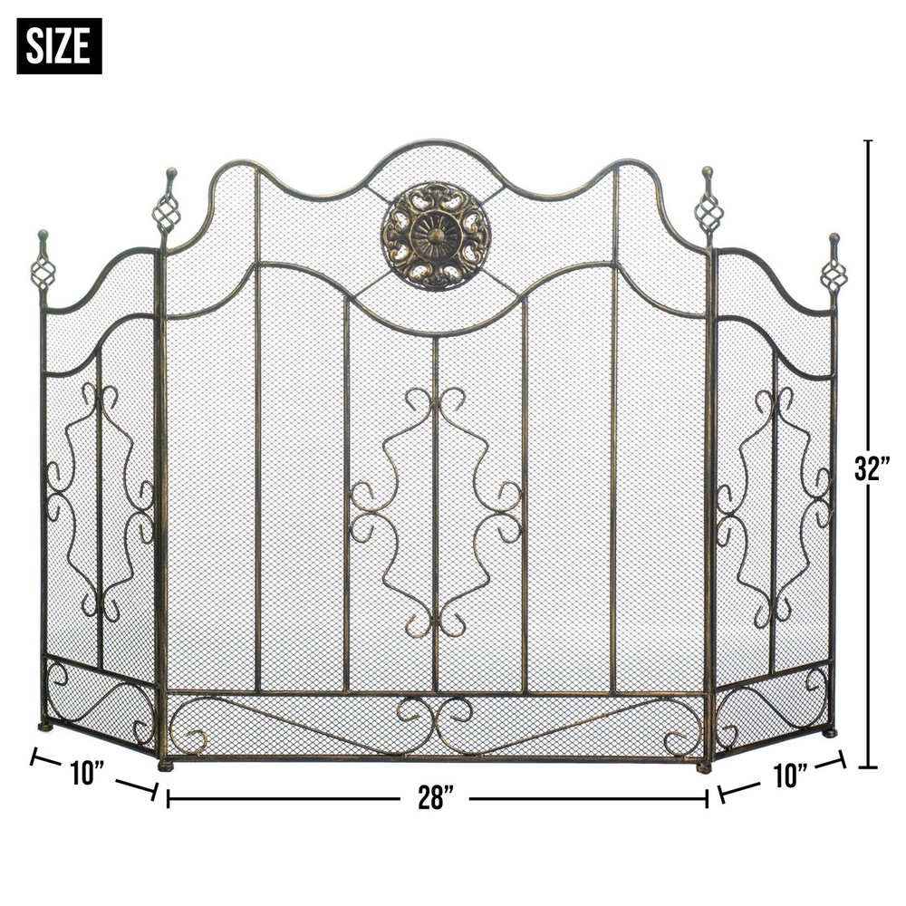 VICTORIAN STYLE BLACK FIREPLACE SCREEN