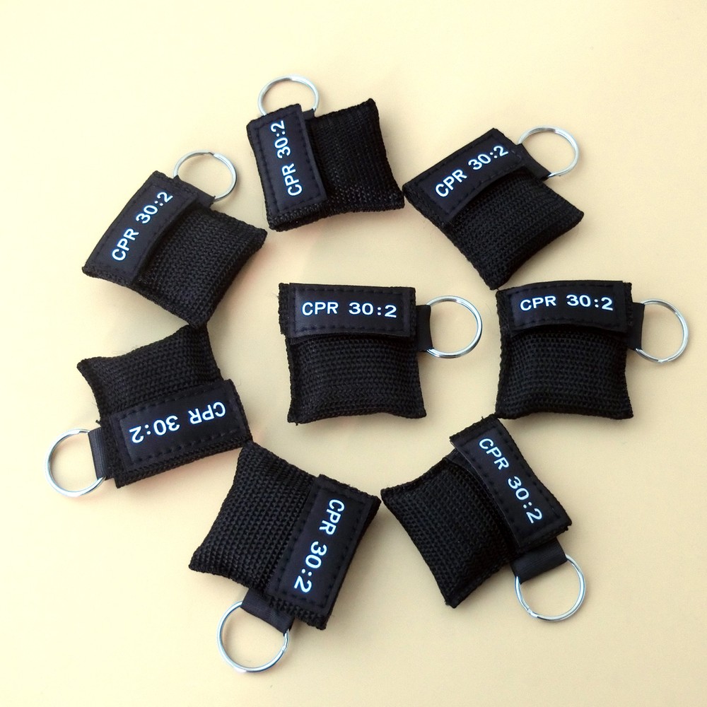 100pcs CPR Mask with Keychain AED Transparent First aid CPR Face Shield