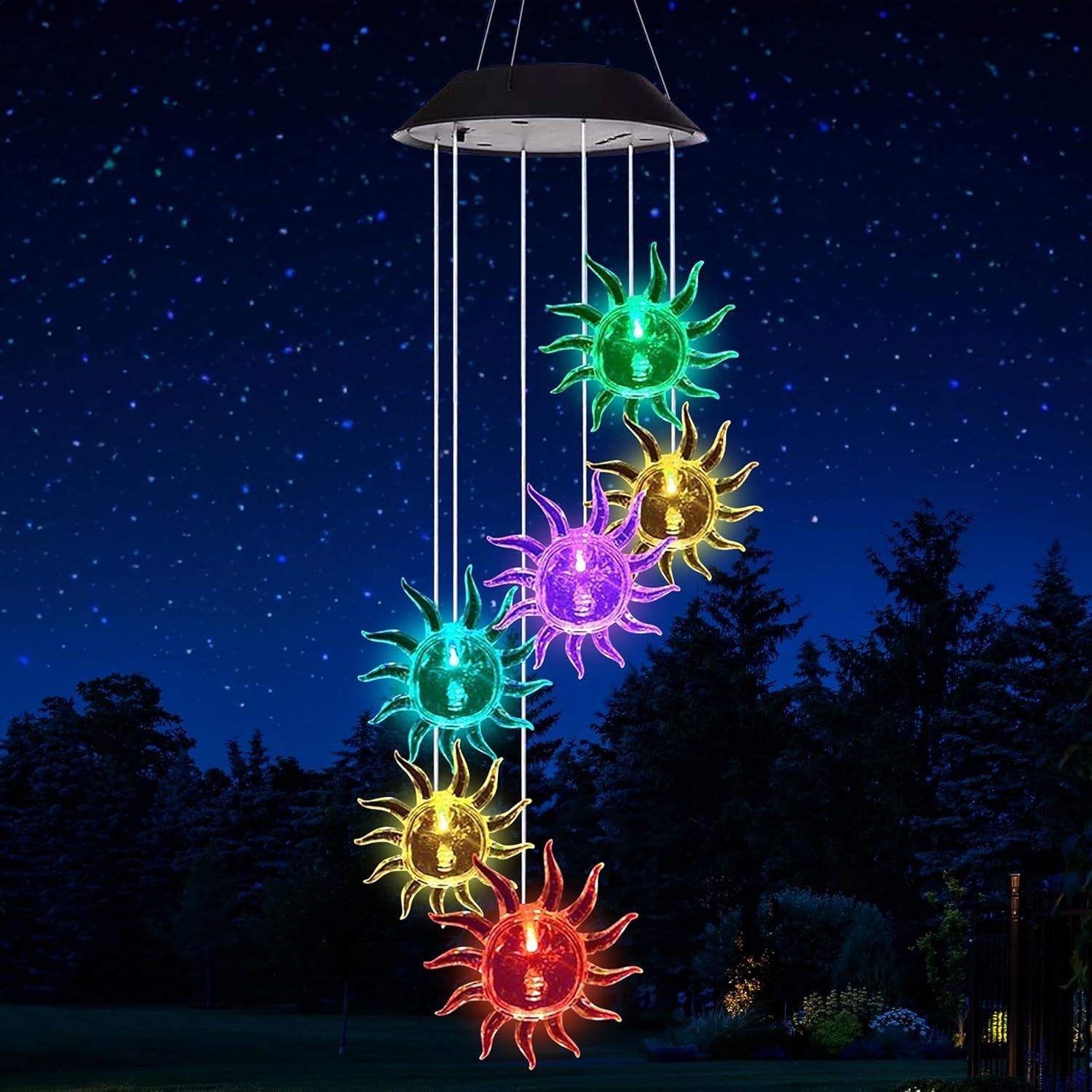 LED Sun Wind Chime Solar Powered Lights Color-Changing Yard Garden Decor 1Pack