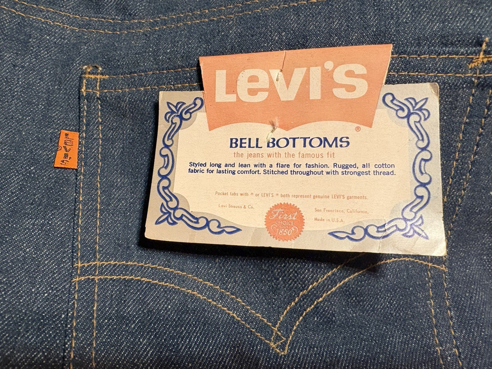 Vtg. Nwt Rare Levis Orange Tab 646 0217 Bell Bottom With Zipper 36X30 Flare Leg