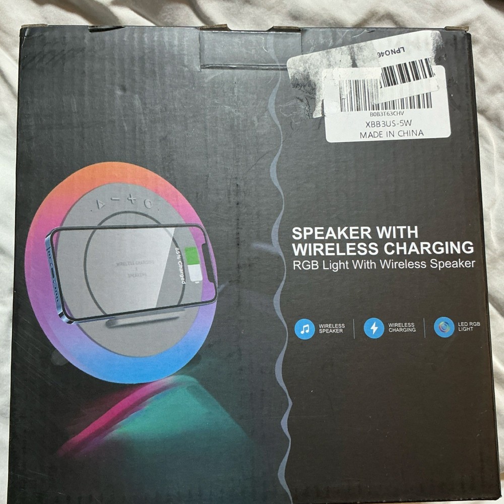 Wireless Charging Bluetooth Audio Dock with RGB LED Light, White, Model A21C