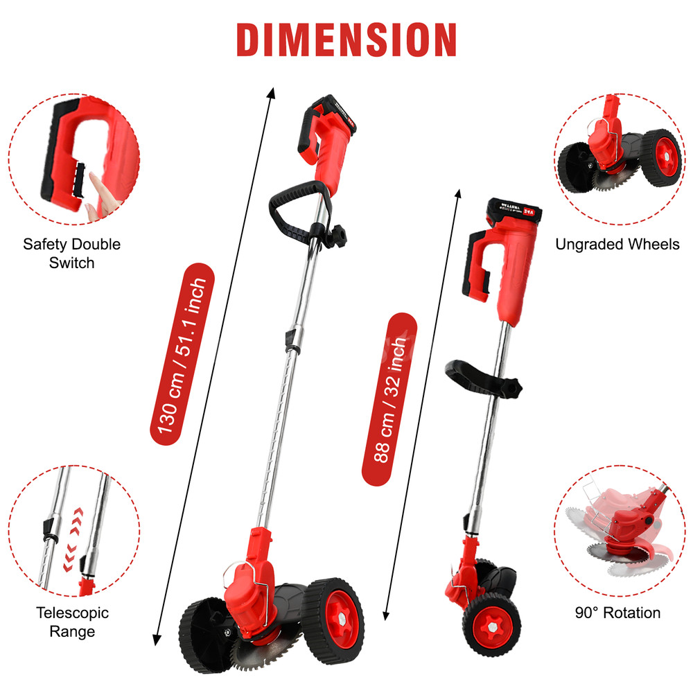 Cordless String Trimmer, Edger WeedWhacker Grass Eater Lawn Cutter 3.0ah Battery