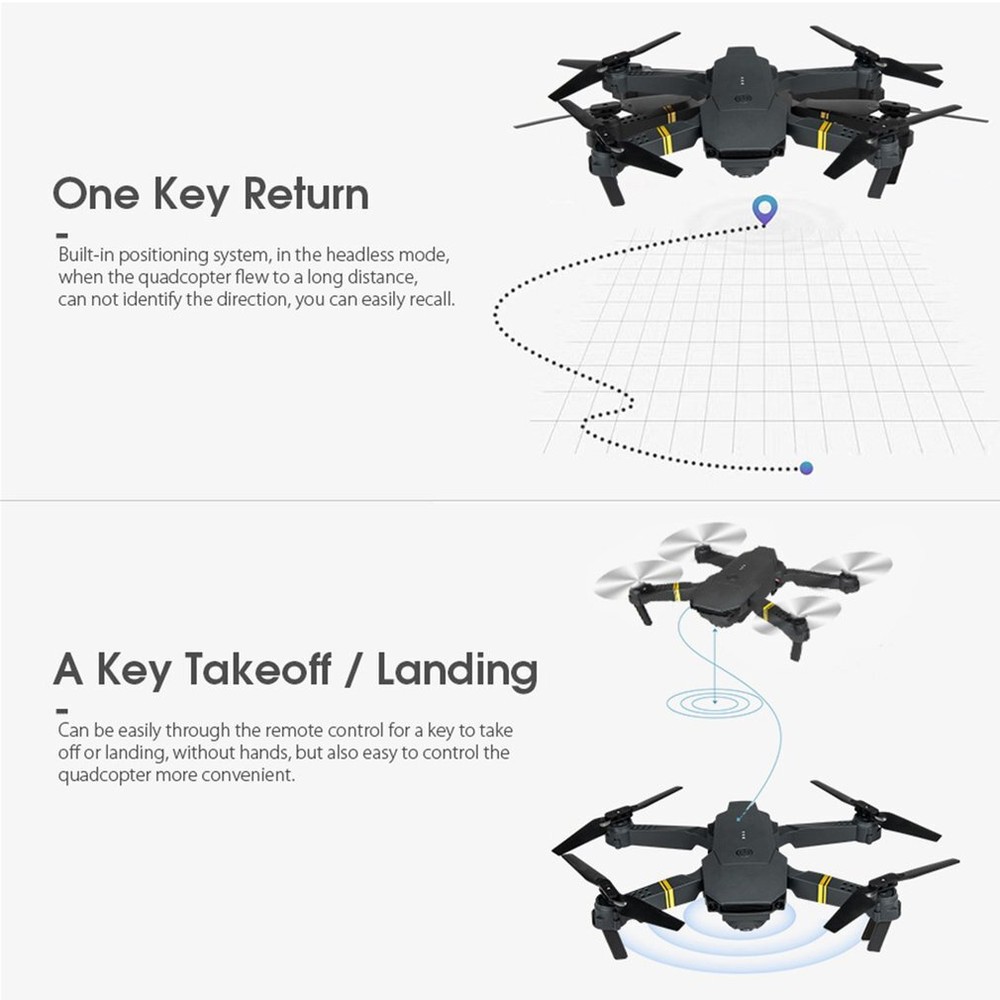 4K HD Drone Wide Angle Camera Drones E58 WiFi Foldable RC Quadcopter 2 batteries