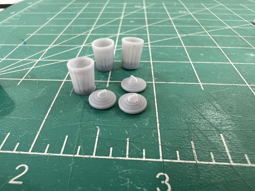 HO Scale Trash Cans Open 3pk