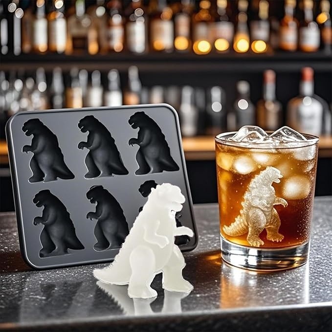 Godzilla Shaped Ice Cube Mold Ice Cube Tableware 6 Grid Silicone Kitchen Bar