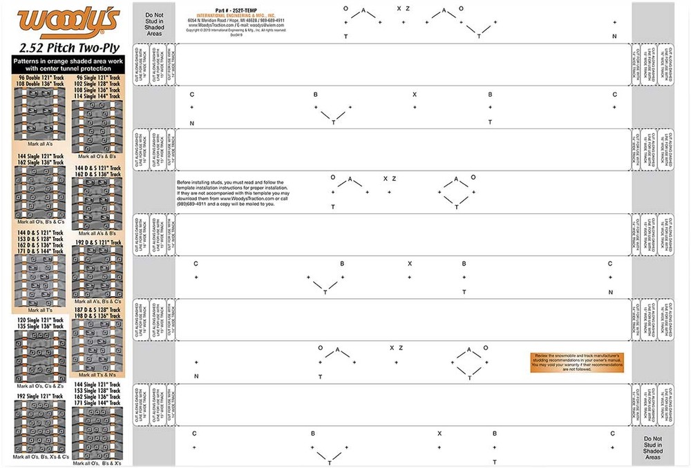 Woodys Studding Template - 252T-TEMP