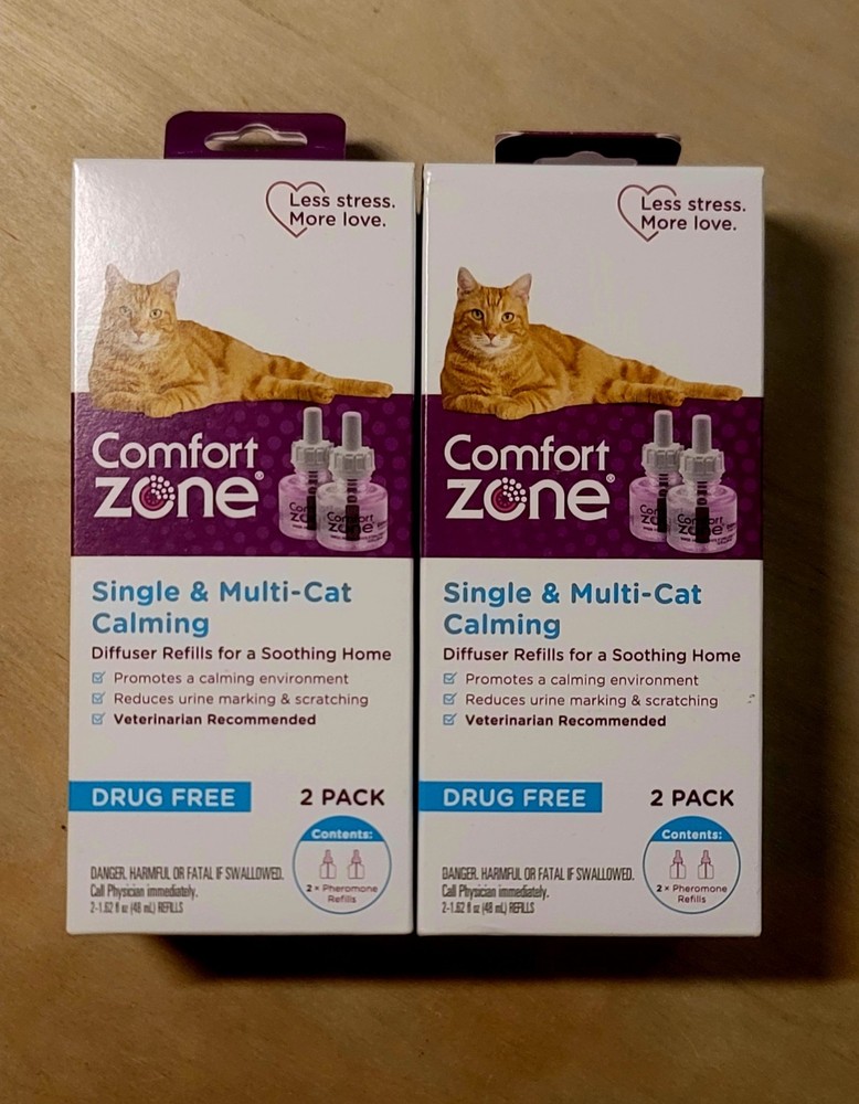 2 Boxes 🐈 Comfort Zone Single & Multi-Cat Calming Diffuser Refills, 2 PACK