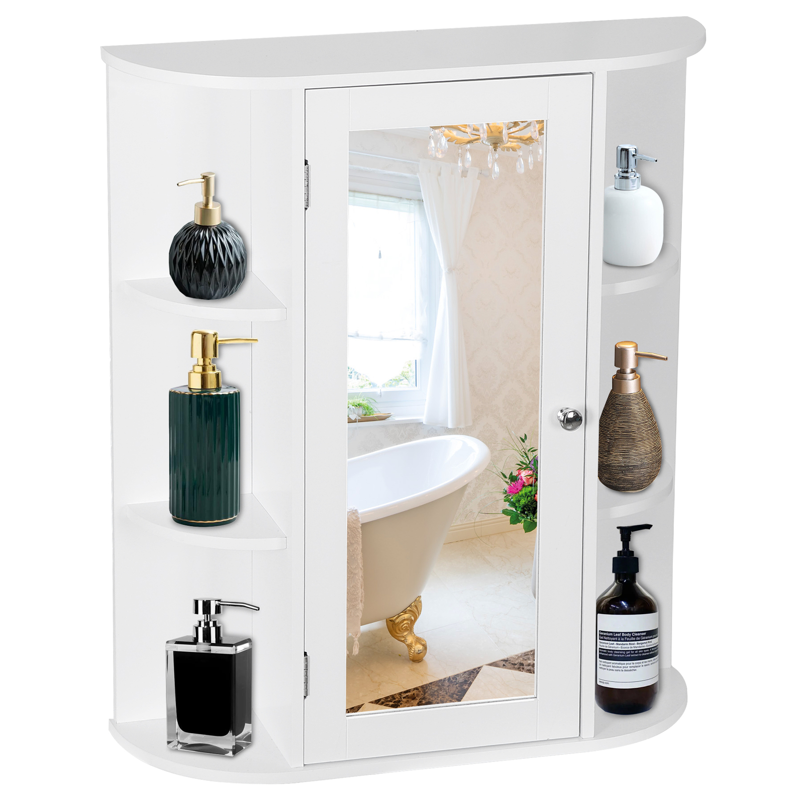Bathroom Cabinet Single Door Wall Mount Medicine Cabinet with Mirror Shelf