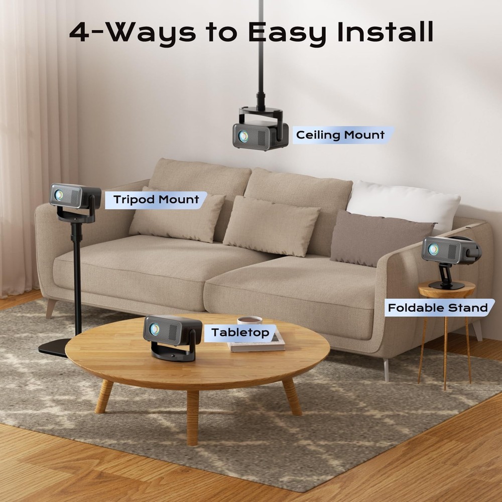[Built-in Apps & 2026 Upgraded] Mini Projector with Wifi and Bluetooth Portab...