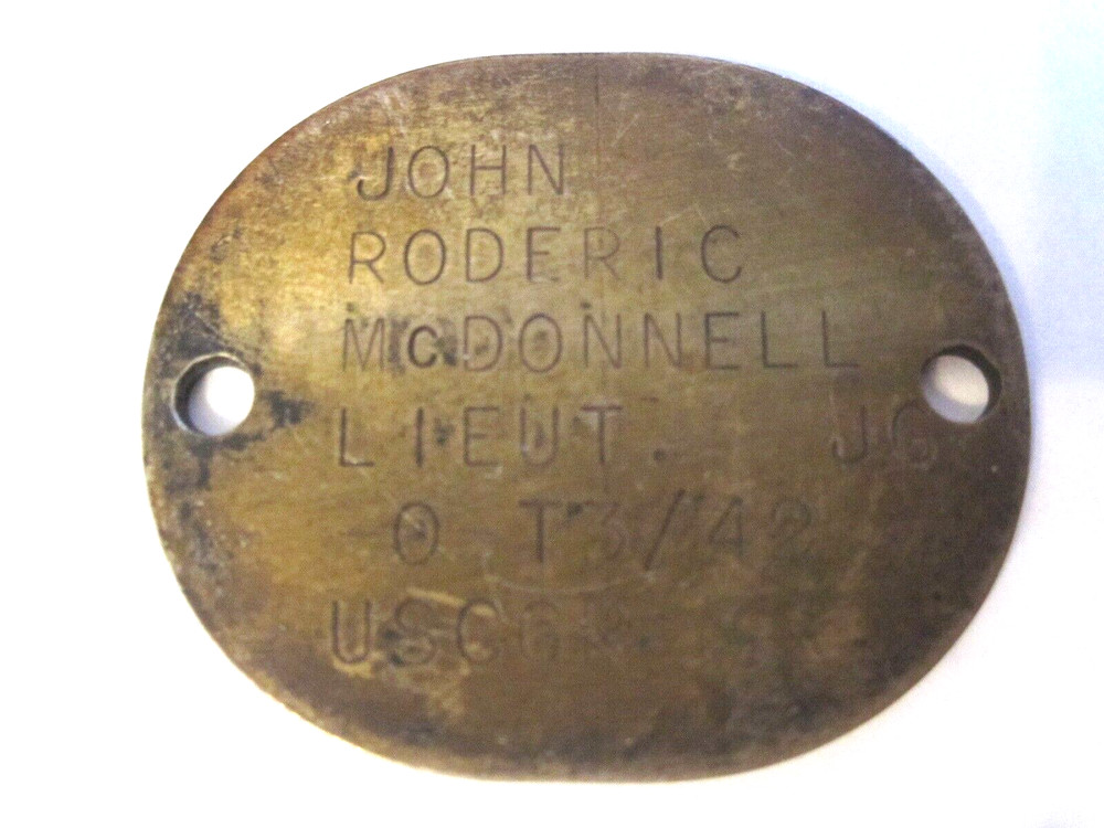 DOG TAG - USCGR - Lieut. John Roderic McDonnell - WWII