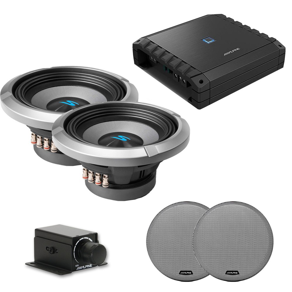 Alpine S2-A60M, S2-W8D4 8" Car Sub & Grill with RUX Bundle