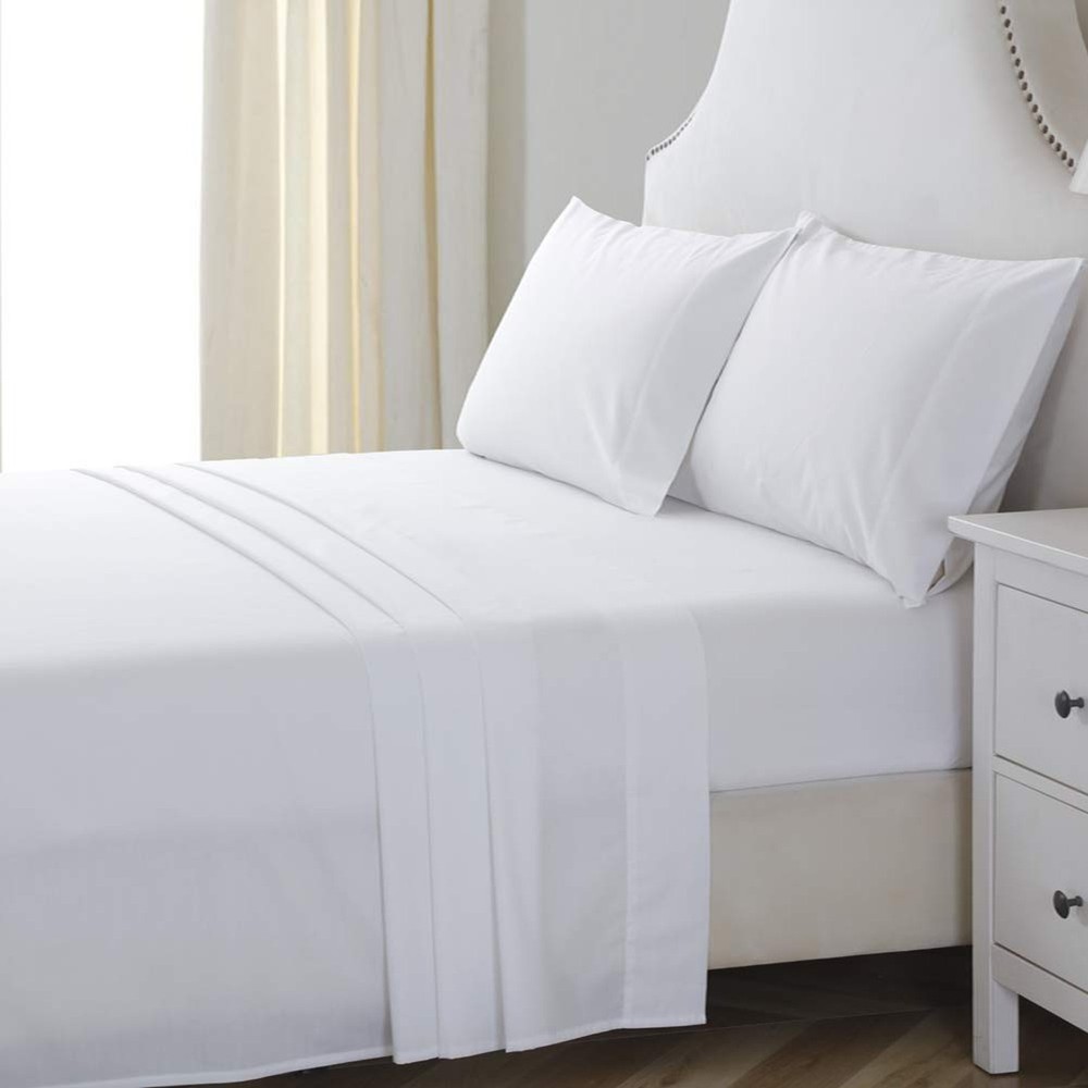 Queen Size Percale Bed Sheets, 200 Thread Count Cotton Polyester Blend Sheet ...