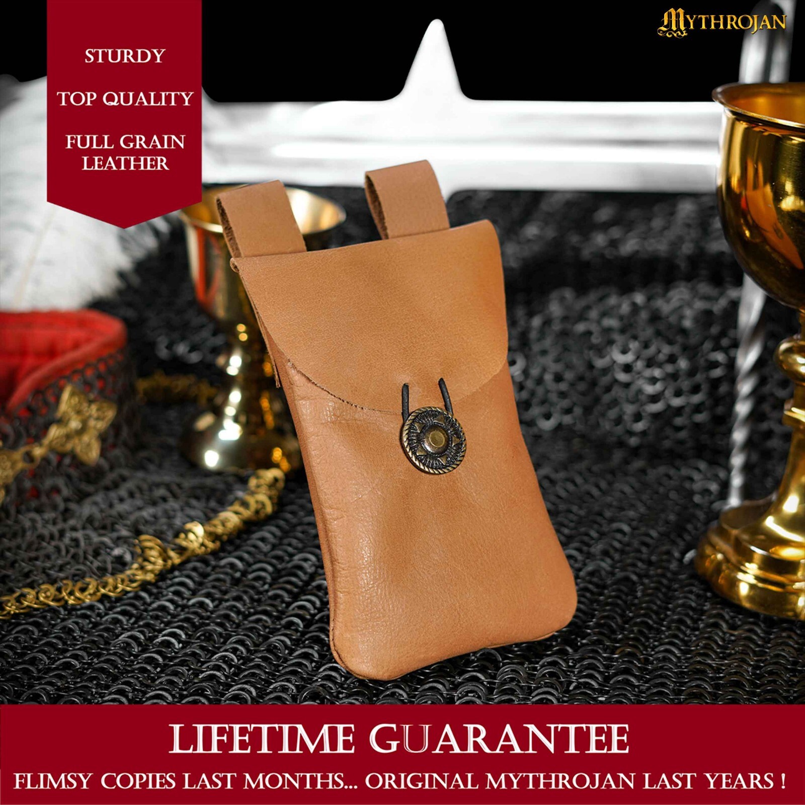 Medieval Belt Bag Handmade Leather Pouch For Renaissance Reenactments Accessory