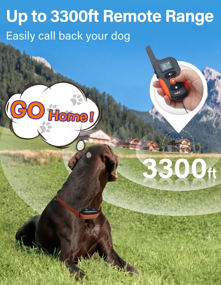 PaiPaitek Bark Activated Shock Collar with Remote - Automatic Bark and Traini...