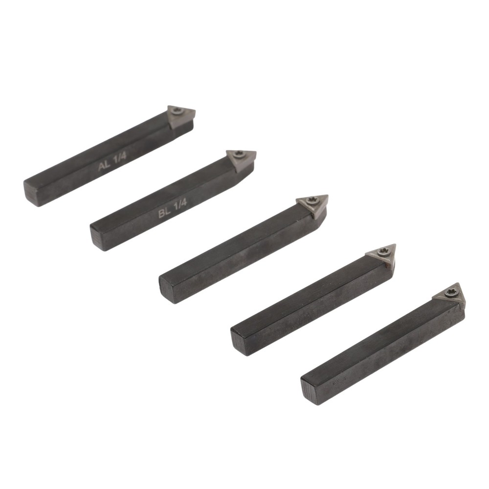 5PC 1/4" Lathe Indexable Carbide Insert+Turning Tooling Bit Holder Set Straight