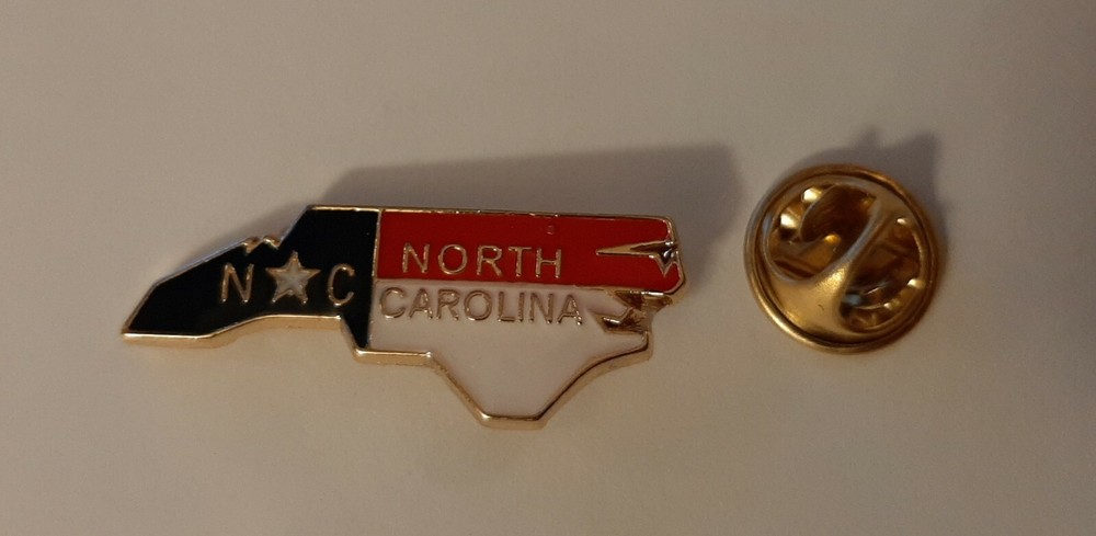 North Carolina State Flag Map Lapel Pin