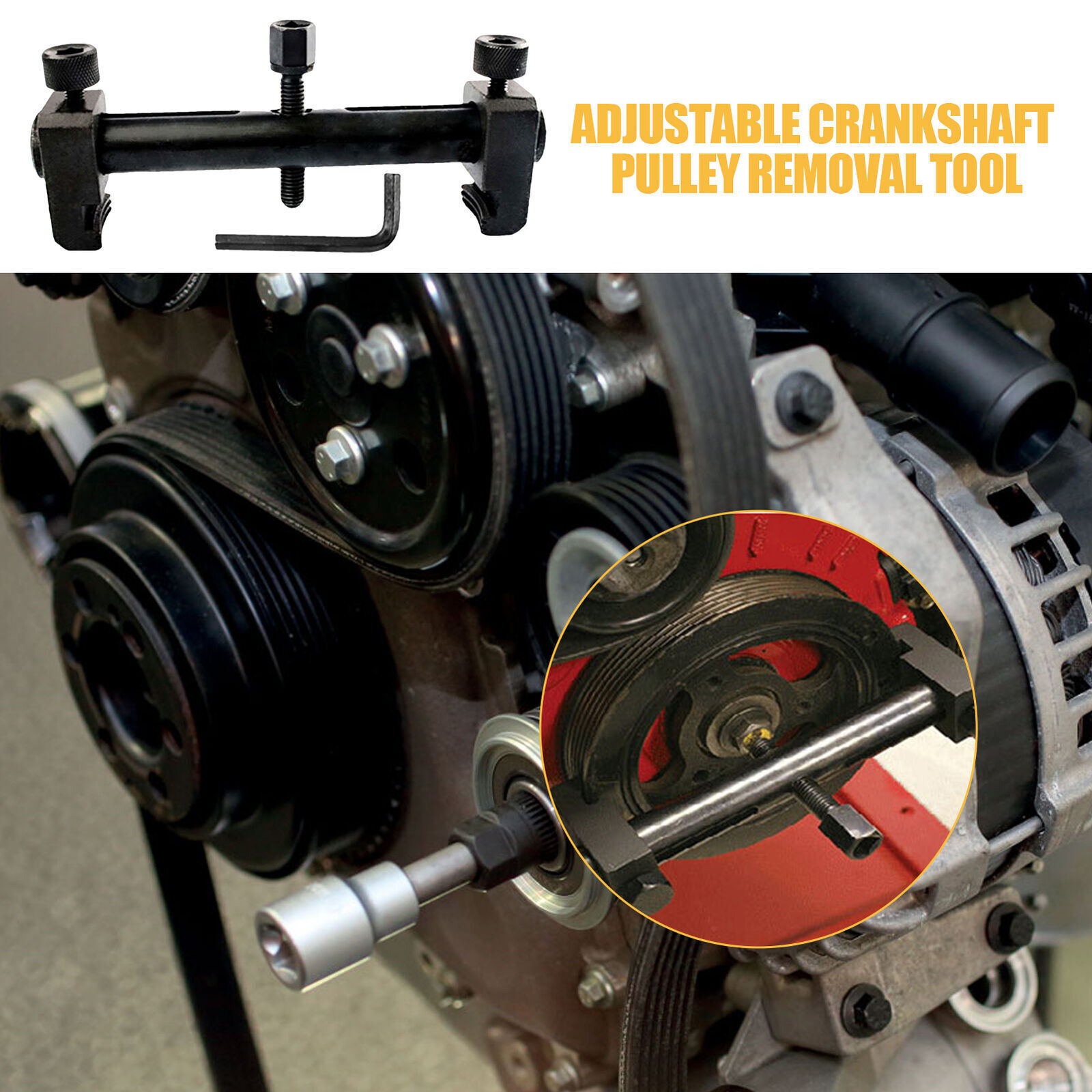 New 35mm -165mm Universal puller For Ribbed Drive Pulley Crankshaft Tool Remover