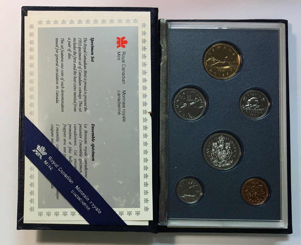 1993 RCM Specimen Set 6-Coins Original Pkg & Paperwork ENN COINS