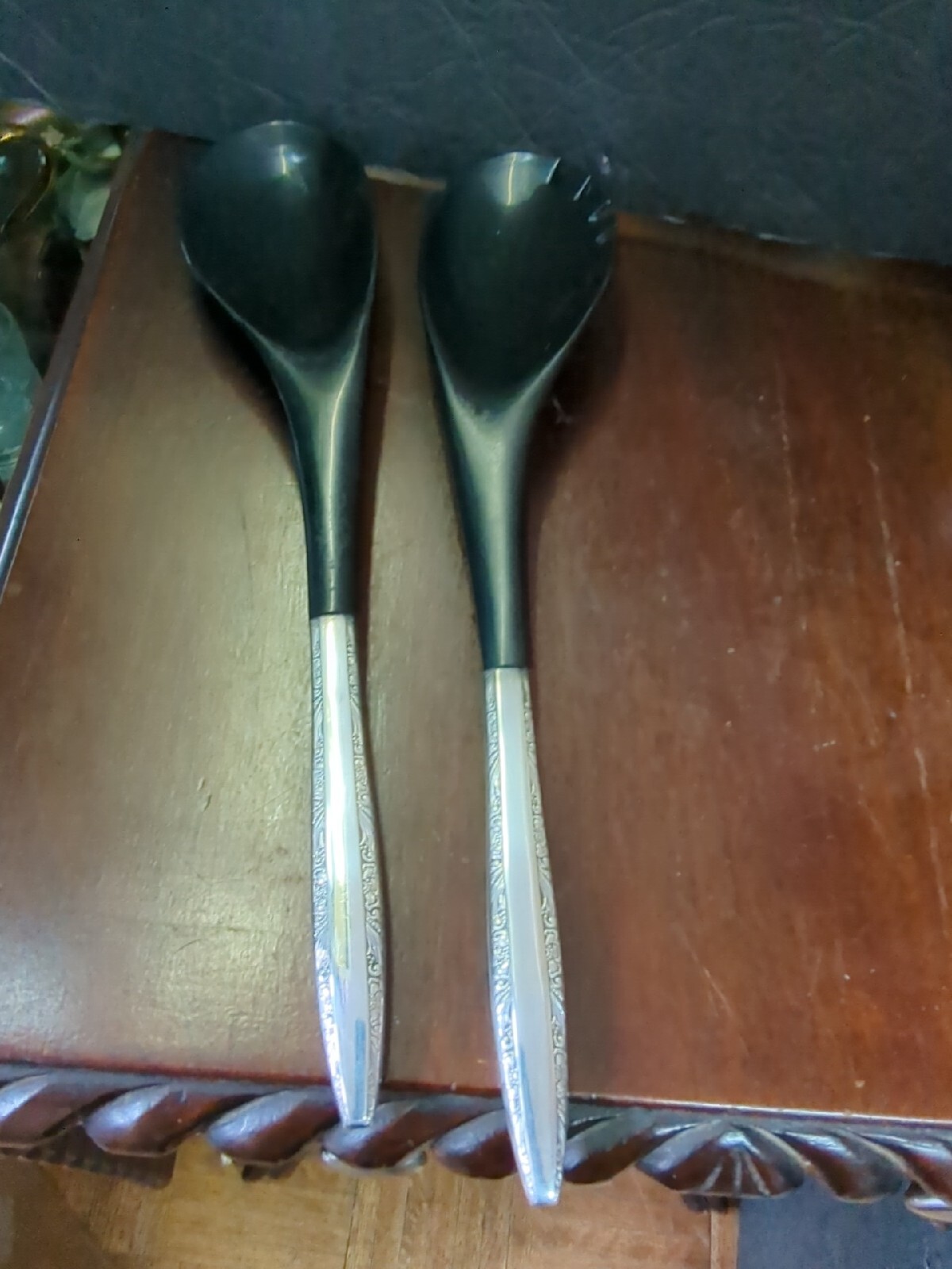 Vintage Towel Silver plate 1968 Candleglow Salad Serving Set