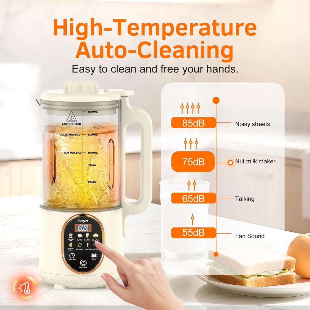 10-in-1 Automatic Nut Milk Maker Machine, 60oz Large Capacity with 𝟒𝟖 𝐓𝐢?...
