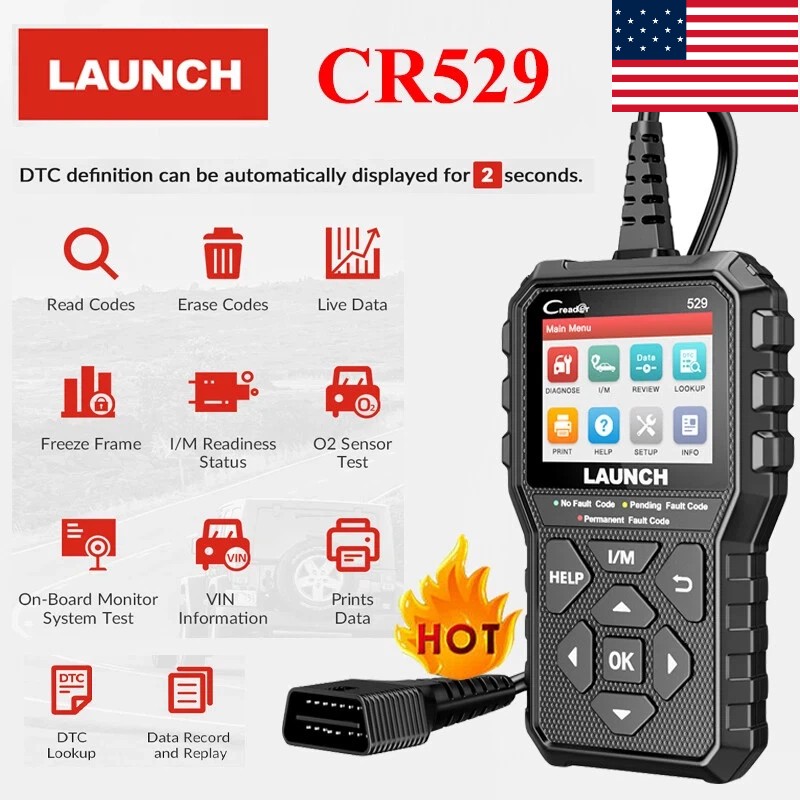 2026 LAUNCH CR529 Full OBD2 Engine Check Car Code Reader Scanner Diagnostic Tool