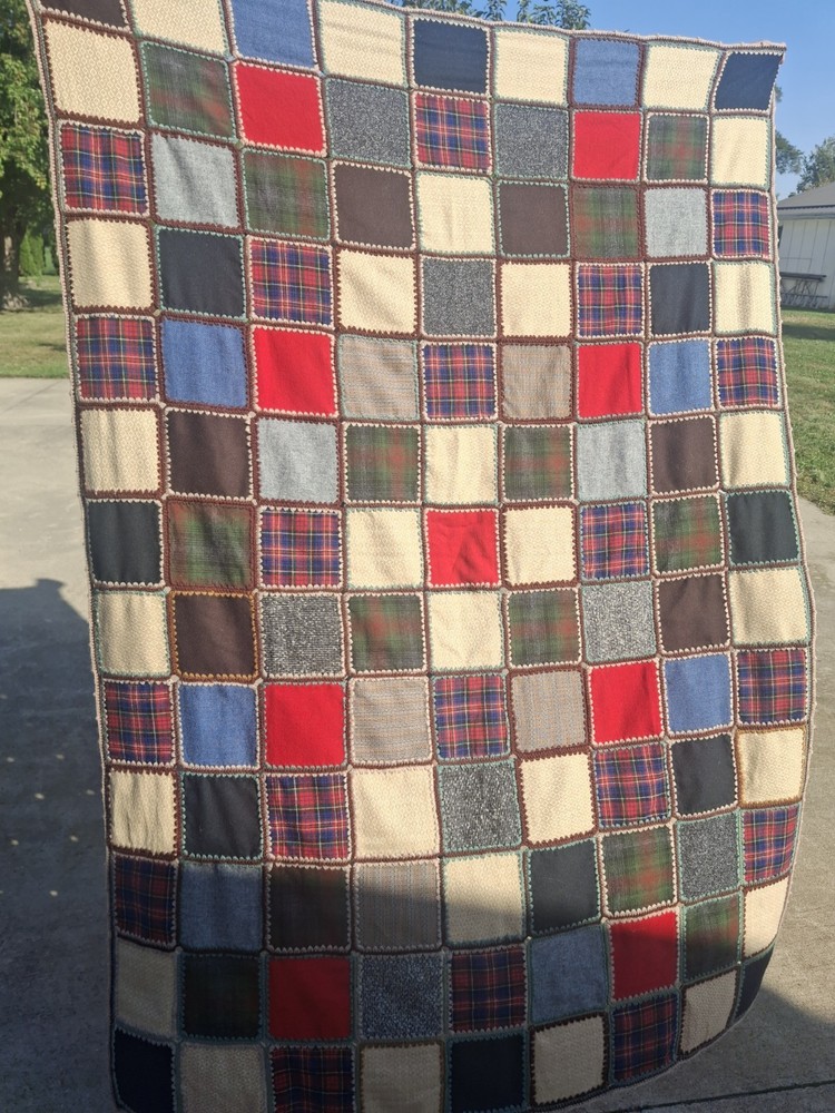 Wool Patchwork Quilt 69 Inches X 51 Inches