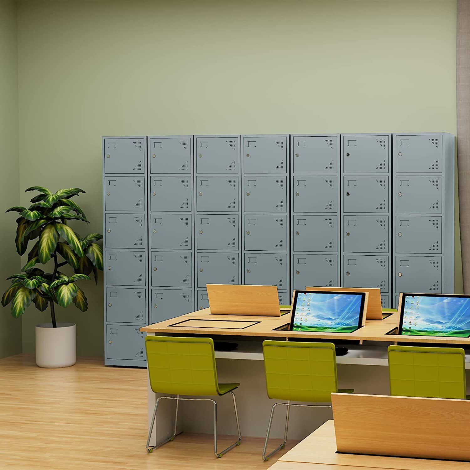 School Locker Steel Metal Storage Locker Cabinet with 6 Doors for Employees 71H