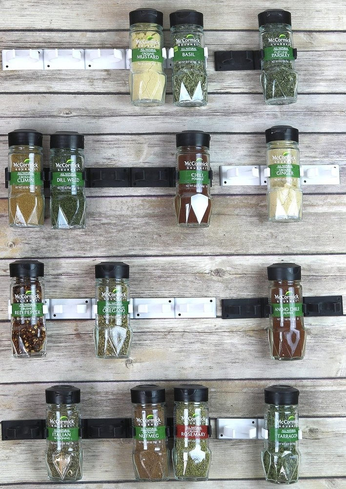 Space-Saving Spice Organizer for Kitchen & RV: 4 Adjustable Black Strips