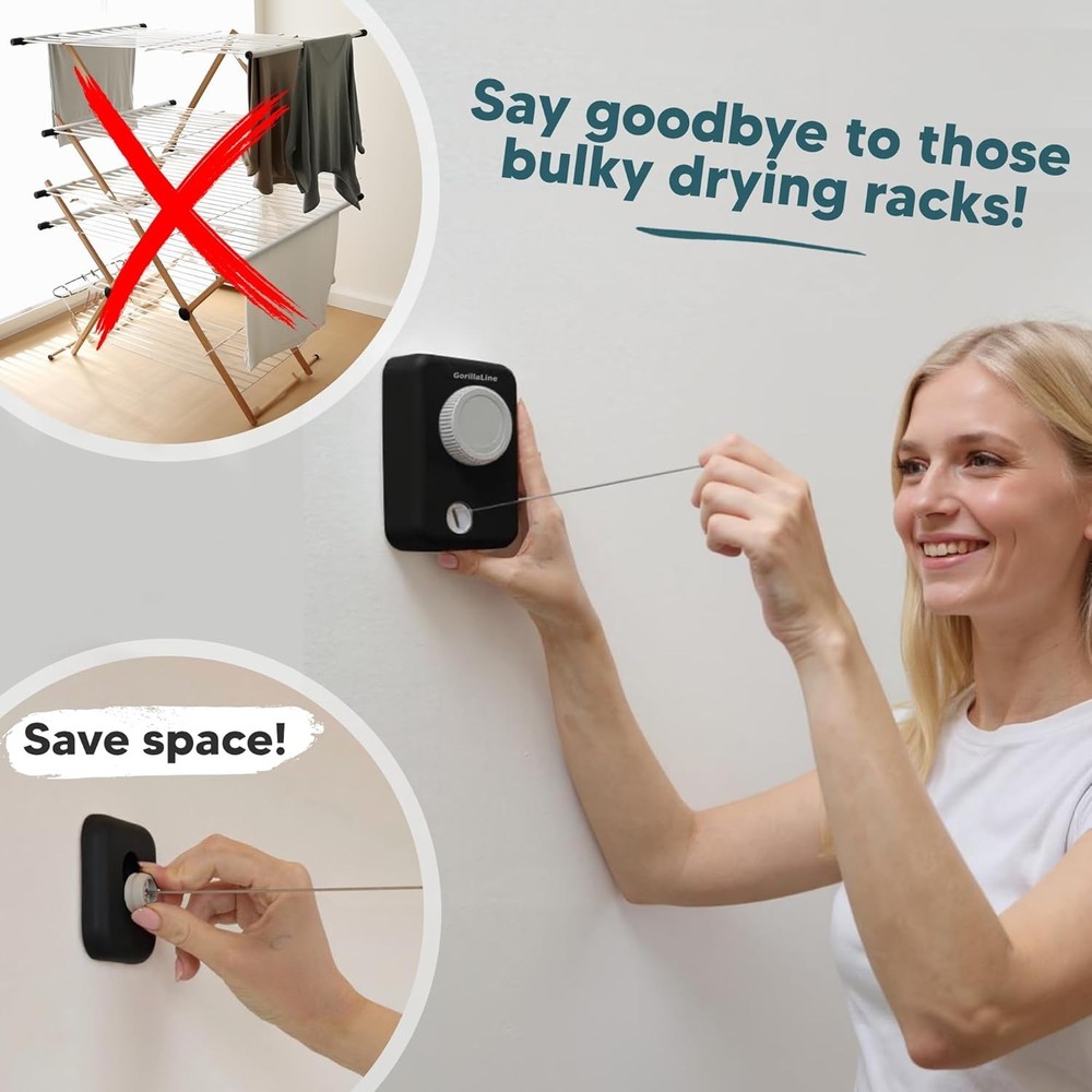 Max Retractable Clothesline - Non-Sagging Drying Line
