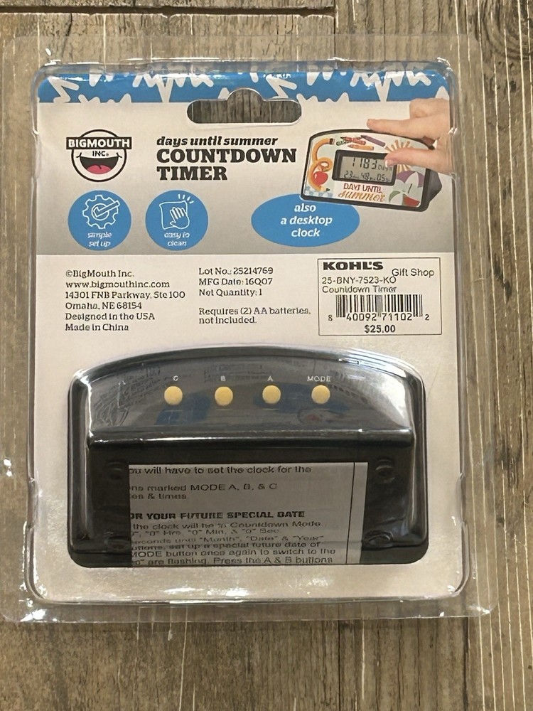 BIGMOUTH Days Until Summer Countdown Clock Timer Days, Hr, Min, Sec Countdown