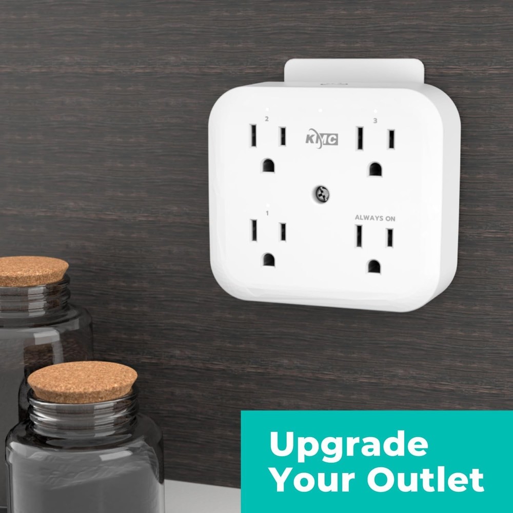 KMC Smart Tap Mini 2-Pack, 4-Outlet Wall Mounted Plug Adapter, 3...