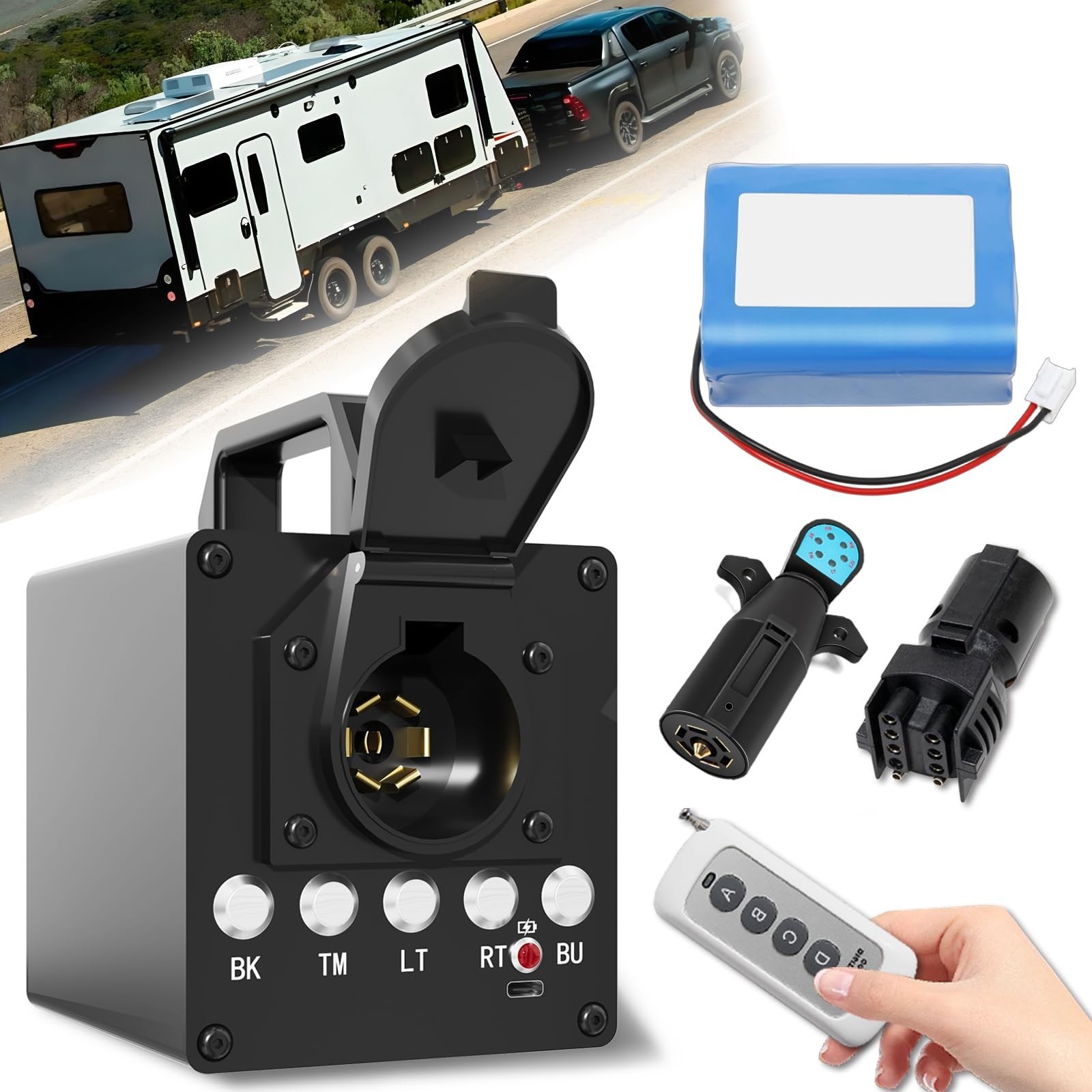 Portable Trailer Light Tester Box, Wireless Remote Control Operation