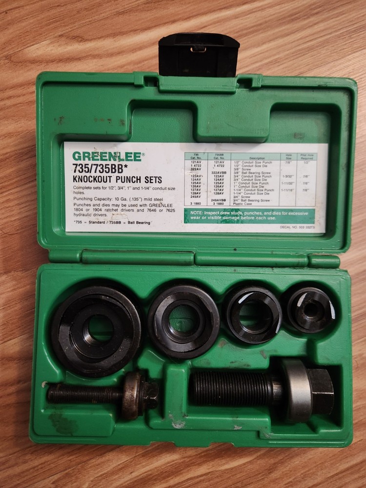 Greenlee Ball Bearing Knockout Punch Set 735BB