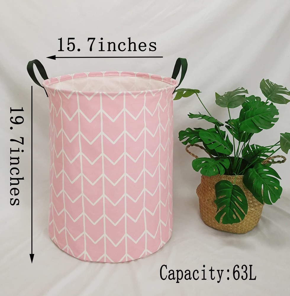 HUAYEE Round Laundry Hamper Storage Basket Fabric Material Storage Hamper Org...