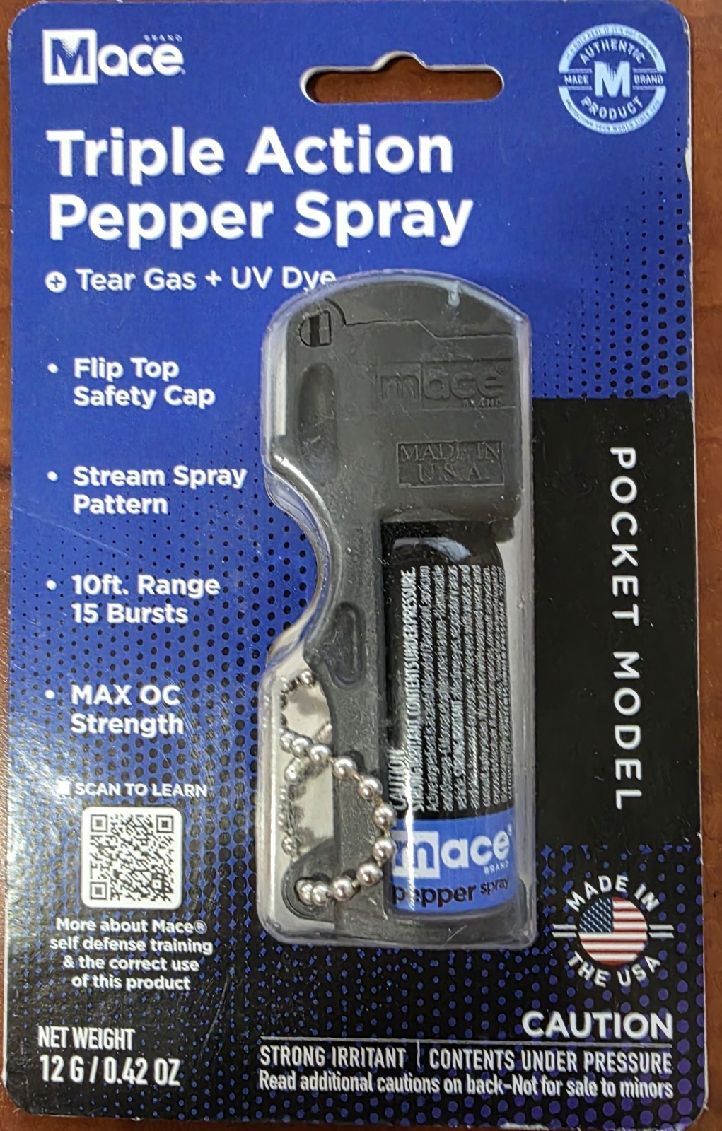Mace Pepper Spray Triple Action Pocket Model Black - 80836