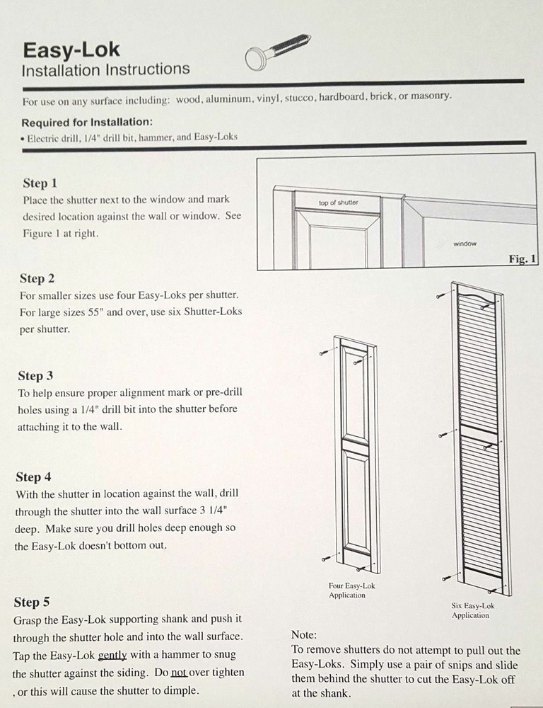 Bright White Window Shutters Panel Peg Loks 3" Fasteners Spikes Lock Pegs Bulk