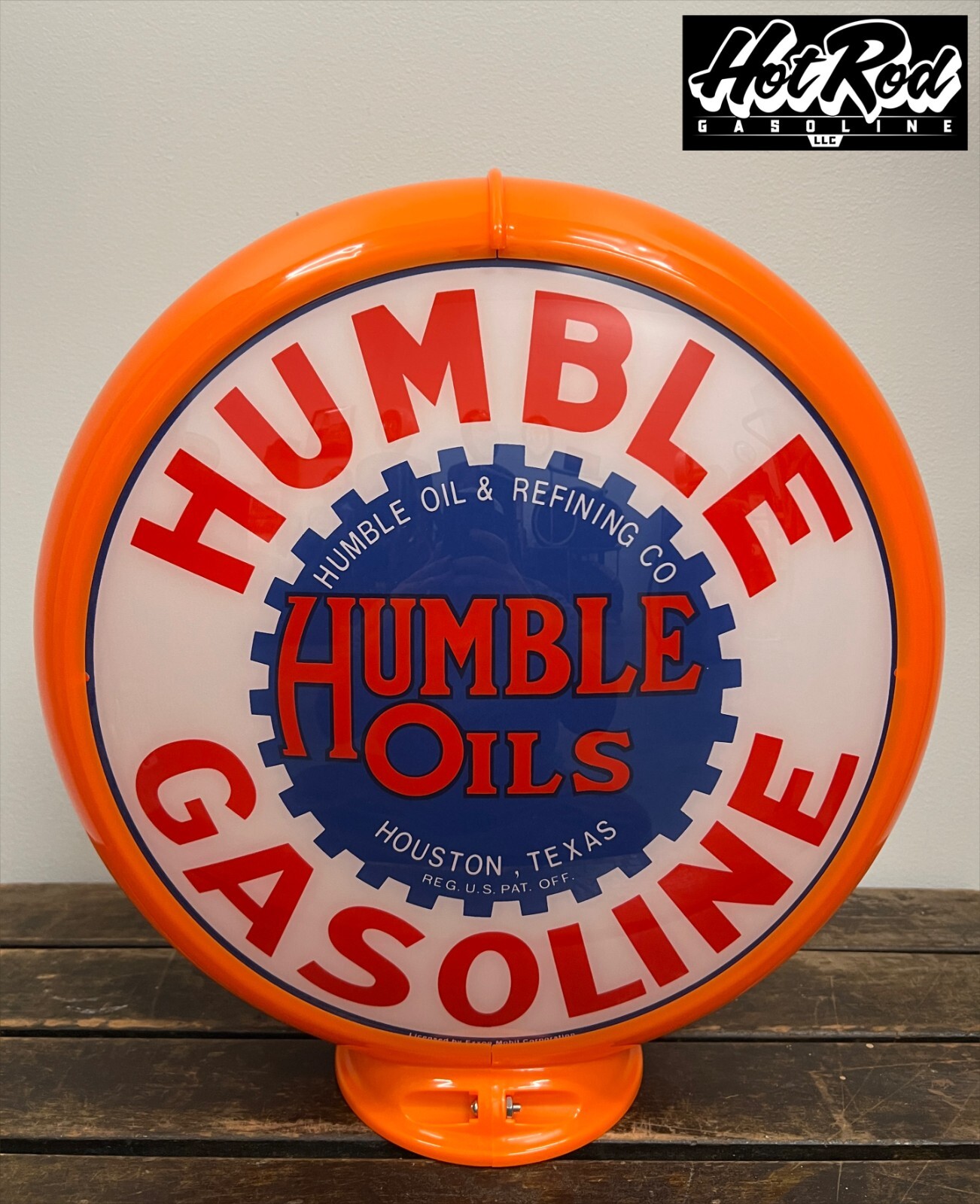 HUMBLE GASOLINE Reproduction 13.5" Gas Pump Globe - (Orange Body)