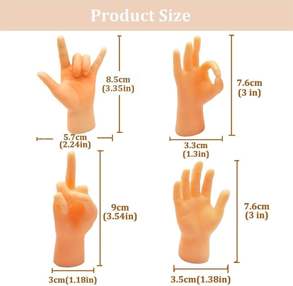 Tiny Hands Mini Finger Puppets 8 Pieces, Left and Right Hand Set, Mixed Style...