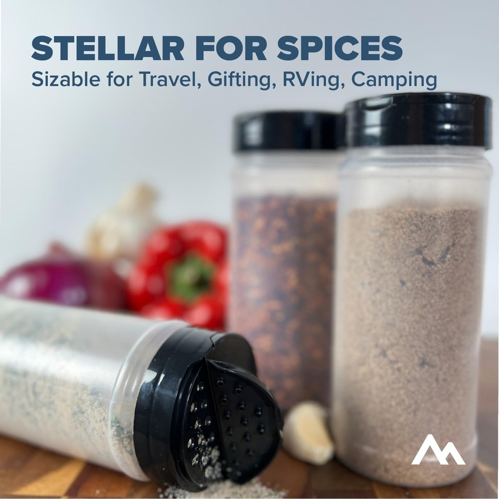 Square 16oz. Spice Jars w/Sifter Lids (6-Pack) Empty, Reusable Containers for...